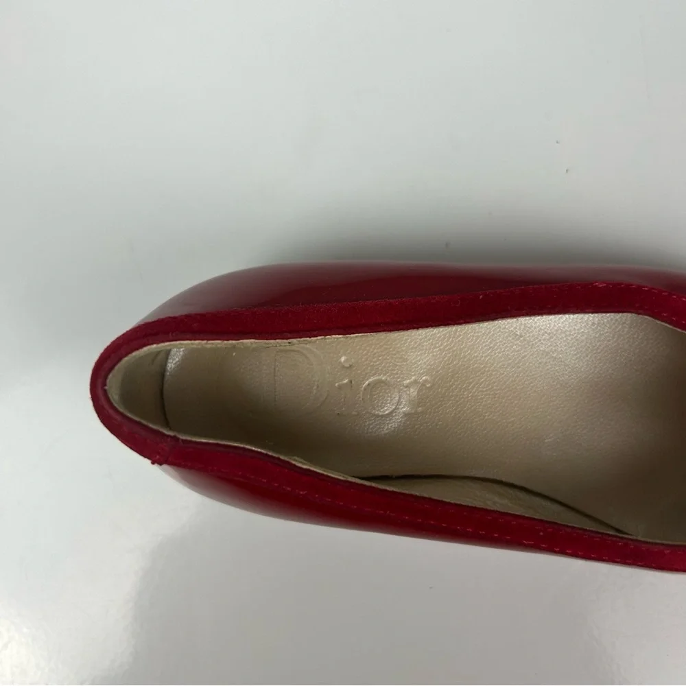 Dior red ballerina flats with bow tops size 25